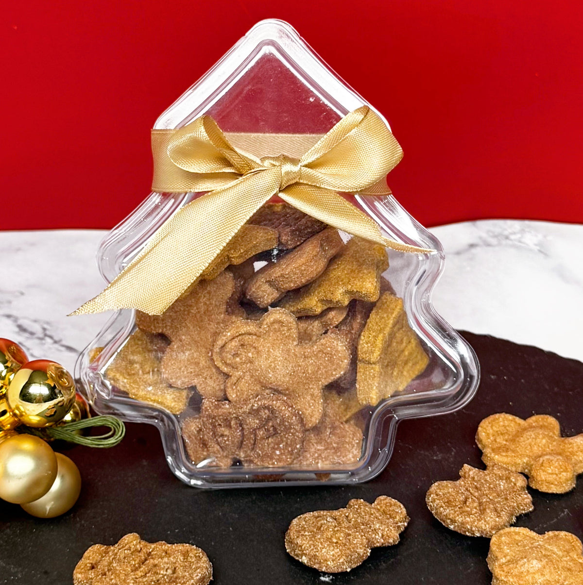 Christmas tree dog treat jar